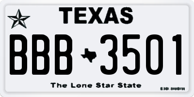 TX license plate BBB3501