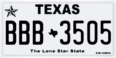 TX license plate BBB3505