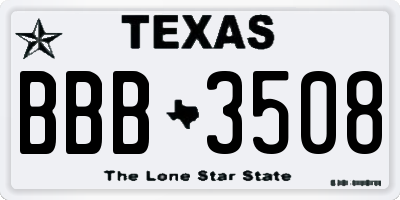 TX license plate BBB3508