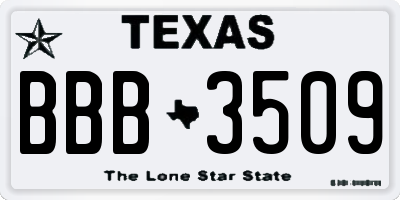 TX license plate BBB3509