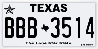 TX license plate BBB3514