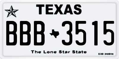 TX license plate BBB3515