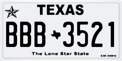 TX license plate BBB3521