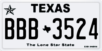 TX license plate BBB3524