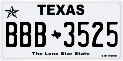 TX license plate BBB3525