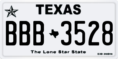 TX license plate BBB3528
