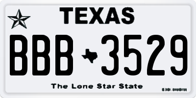 TX license plate BBB3529