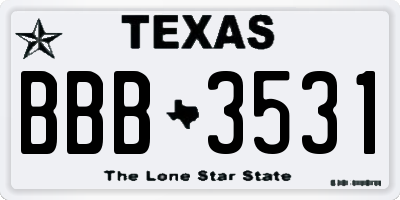 TX license plate BBB3531