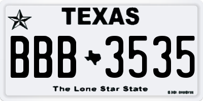 TX license plate BBB3535