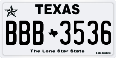 TX license plate BBB3536