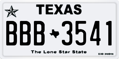 TX license plate BBB3541