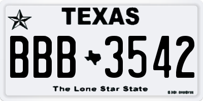 TX license plate BBB3542