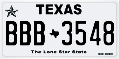 TX license plate BBB3548