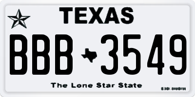 TX license plate BBB3549