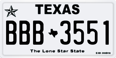 TX license plate BBB3551