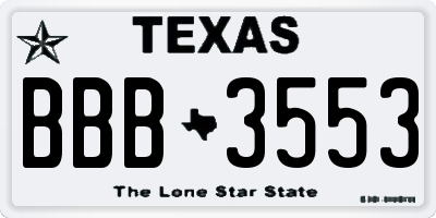 TX license plate BBB3553