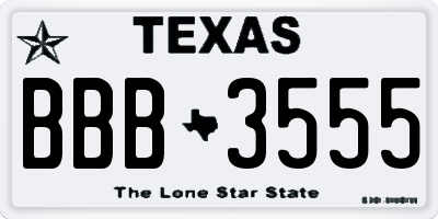 TX license plate BBB3555