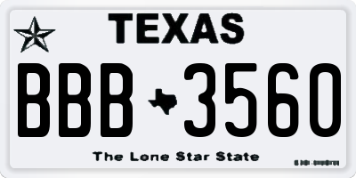 TX license plate BBB3560