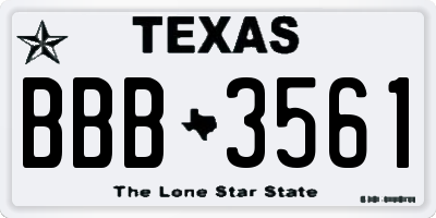 TX license plate BBB3561