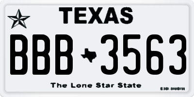 TX license plate BBB3563