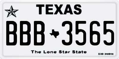 TX license plate BBB3565