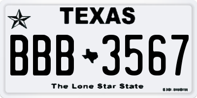 TX license plate BBB3567