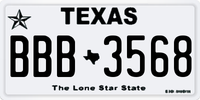 TX license plate BBB3568