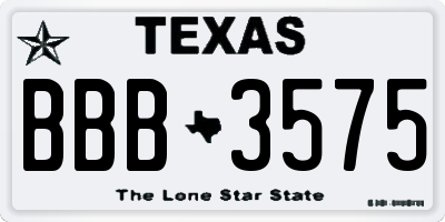 TX license plate BBB3575