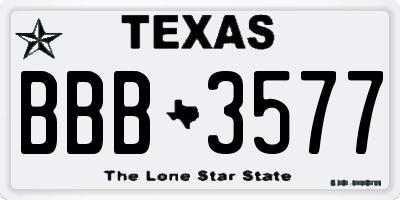 TX license plate BBB3577