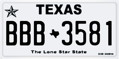 TX license plate BBB3581