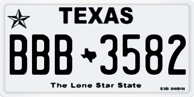 TX license plate BBB3582