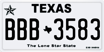 TX license plate BBB3583