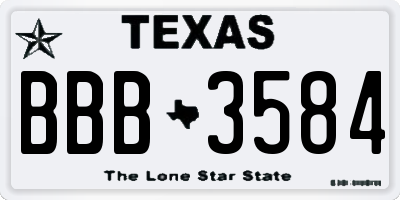 TX license plate BBB3584