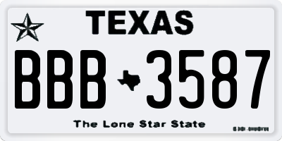 TX license plate BBB3587