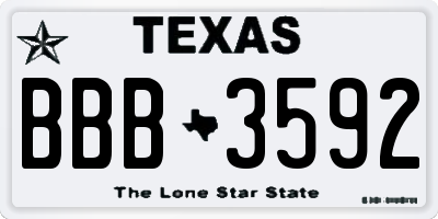 TX license plate BBB3592