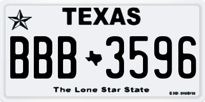 TX license plate BBB3596