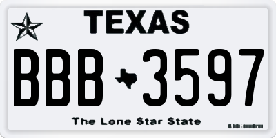 TX license plate BBB3597