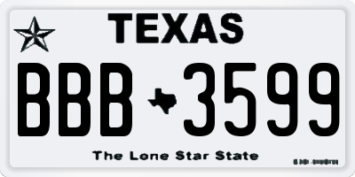 TX license plate BBB3599