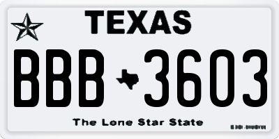 TX license plate BBB3603