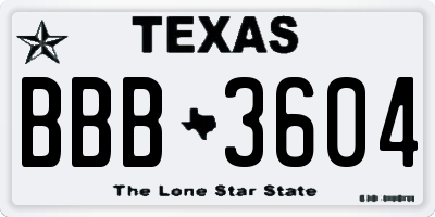 TX license plate BBB3604