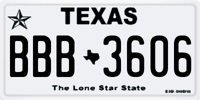 TX license plate BBB3606