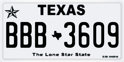 TX license plate BBB3609