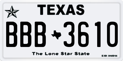 TX license plate BBB3610