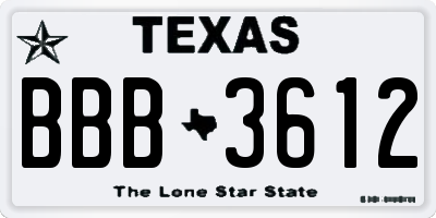 TX license plate BBB3612