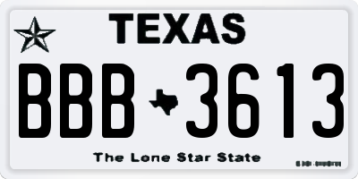 TX license plate BBB3613