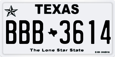 TX license plate BBB3614