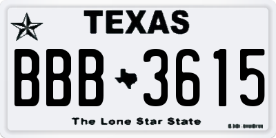 TX license plate BBB3615