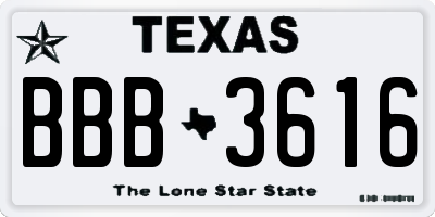 TX license plate BBB3616