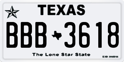 TX license plate BBB3618