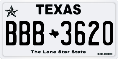 TX license plate BBB3620